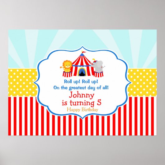 Poster Grand Top Carnaval de cirque fête d'anniversaire (Devant)