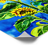 Poster Grand tournesols aquarelle nature (Coin)