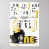 Poster GRAND UN graphique de jalons Noir Blanc Jaune (Devant)