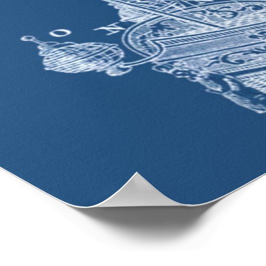 Poster Grand voilier bleu Plan de voilier Bateau à voile (Coin)