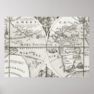 Poster Grand Voyages Vieux Antique Carte générale Monde