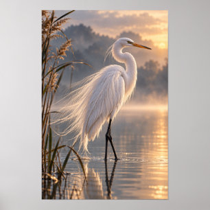 Poster Grande Aigrette dans l'art mural de faune dans une