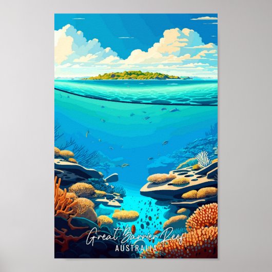 Poster Grande barrière de corail Australie illustration d (Devant)