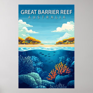 Poster Grande Barrière de Corail Australie Mer de Corail 