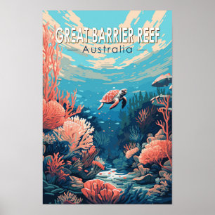 Poster Grande Barrière de Corail Australie Voyage Art Vin