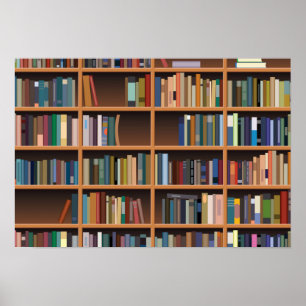 Poster Grande bibliothèque illustrée