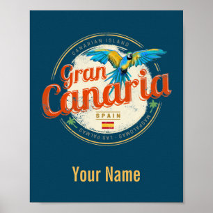 Poster Grande Canarie Parrot Canaries Espagne Vintage