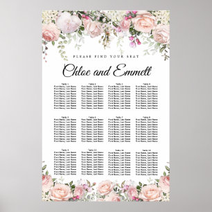 Poster Grande carte de sièges Mariages à 12 tables en fle