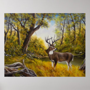Poster Grande copie de cerfs communs de papa
