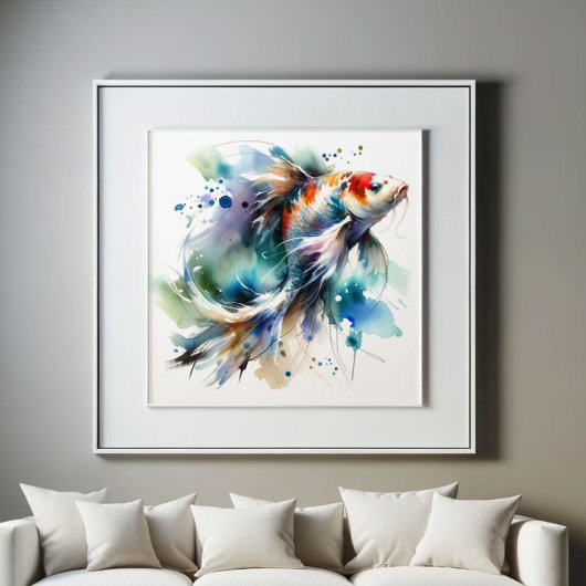 Poster Grande couleur Koi Poisson aquarelle Art