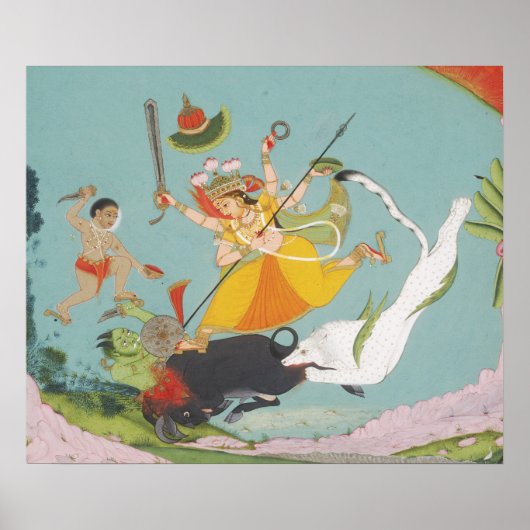 Poster Grande Déesse Durga Tuant le Démon Buffle (Devant)
