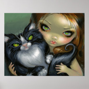 Poster Grande fée de chat d'oeil de smoking de chat