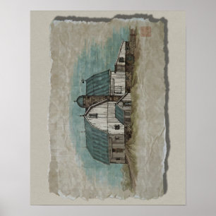 Poster Grande grange amish blanche