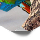 Poster Grande macaw verte sur un arbre (Coin)