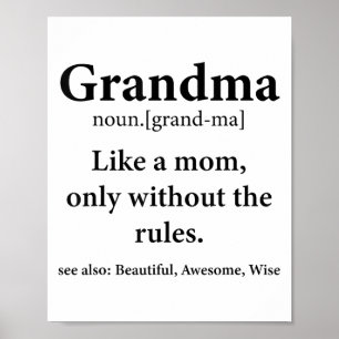 Poster Grande-mère Définition Comme Maman Sans Règles Drô