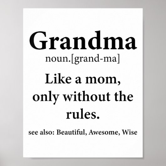 Poster Grande-mère Définition Comme Maman Sans Règles Drô (Devant)