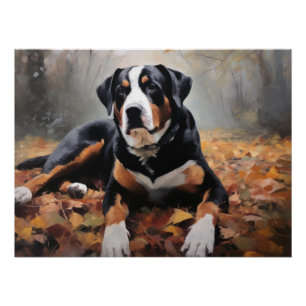 Poster Grande montagne suisse à l'automne Feuilles automn