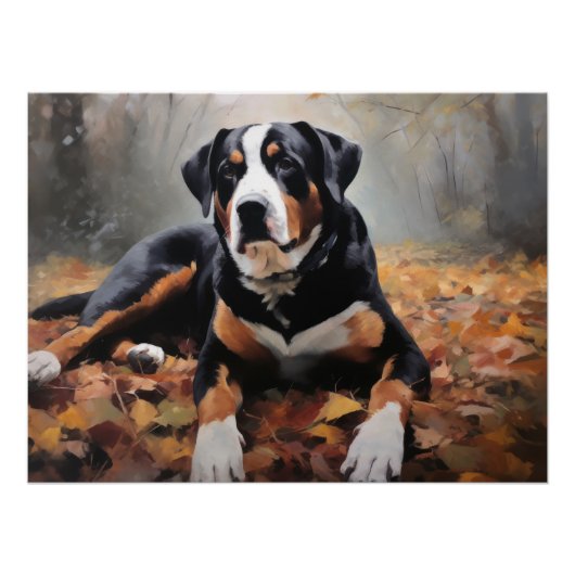 Poster Grande montagne suisse à l'automne Feuilles automn (Devant)