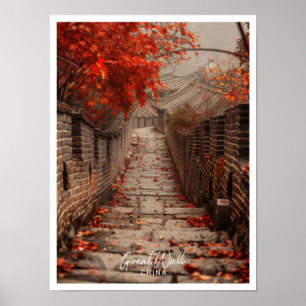 Poster Grande Muraille de Chine Art Voyage célèbre lieu