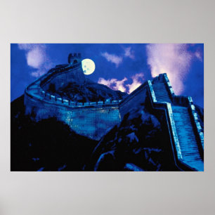 Poster Grande Muraille de Chine avec lune