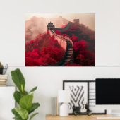 Poster Grande Muraille de Chine en automne - Rouge Pittor (Bureau à domicile)