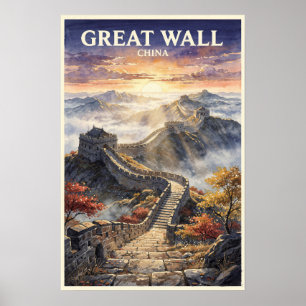 Poster Grande Muraille de Chine Voyage Vintage