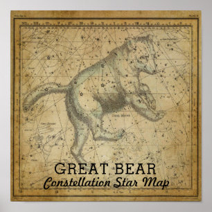 Poster Grande Ours Ursa Major Constellation Star Carte