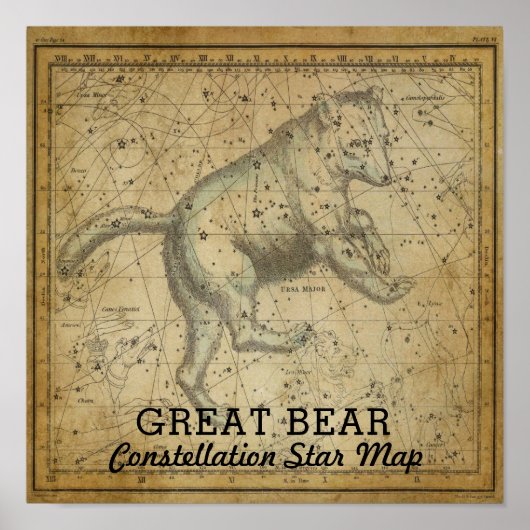 Poster Grande Ours Ursa Major Constellation Star Carte (Devant)