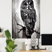Poster Grande peinture de hibou gris (Bureau à domicile)