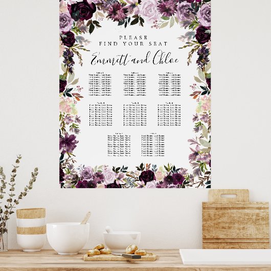 Poster Grande Plaine rose violet Plaine 8 tables (Cuisine)