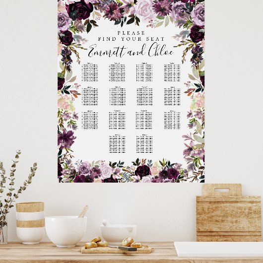 Poster Grande Plaine rose violet Plaine Plante 14 Table (Cuisine)