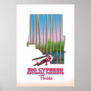 Poster grande réserve nationale de cyprès Floride carte