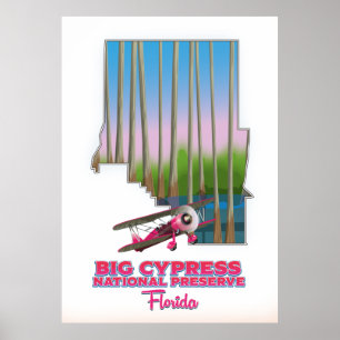 Poster grande réserve nationale de cyprès Floride carte