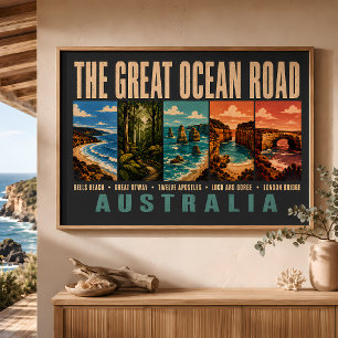 Poster Grande route océanique Australie Illustration de m