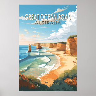 Poster Grande route océanique Australie Voyage Art Vintag