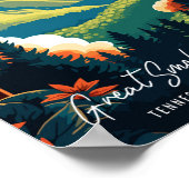 Poster Grande Smoky Mountains illustration de voyage vint (Coin)