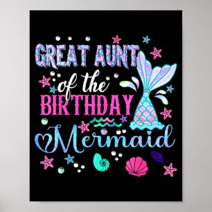 Poster Grande-tante de la sirène d'anniversaire drôle 1er