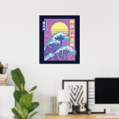 Poster Grande vague Vaporwave Kanagawa (Bureau à domicile)