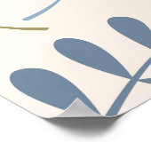 Poster Grandes Bleus Feuille Assortis Crème Or (Coin)