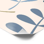 Poster Grandes Bleus Feuille Assortis Crème Or (Coin)