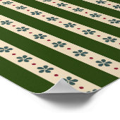 Poster Grandes Et Fleurs Vertes Et Crèmes (Coin)