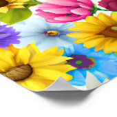 Poster Grandes fleurs colorées botaniques (Coin)