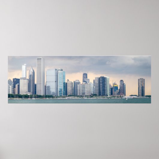 Poster Grandes photos panoramiques de Chicago Skyline (Devant)
