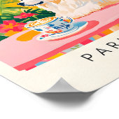 Poster Grandes Pyrénées Boire Café, Drôle Chien Imprimer, (Coin)