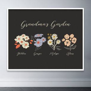 Poster Grandma Flower Garden Custom 4 Nom Vintage Floral
