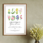 Poster Grandma's Garden Birth Moth Flowers Keepsaké