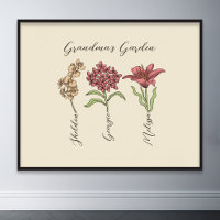 Grandma's Garden Flower 3 Grandkids Nom Floral