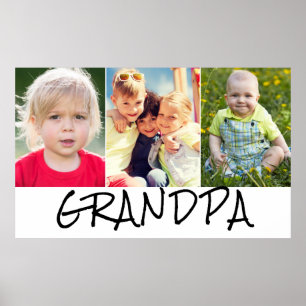 Poster Grandpa 3 Photo Collage Typographie