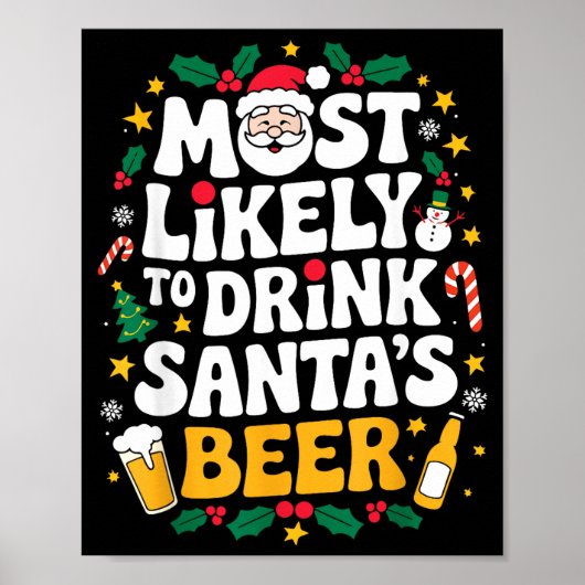 Poster Grandpa Christmas Men Dad Most Likely To Drink San (Devant)