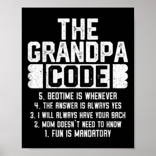 Poster Grandpa Code Cool grand-père Fête des pères de pla